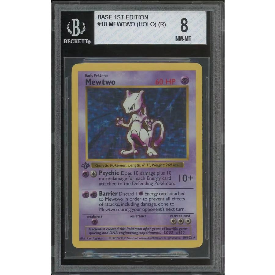 Mewtwo 10/102 Pokemon Card | Base Set 1st Edition Shadowless BGS 8