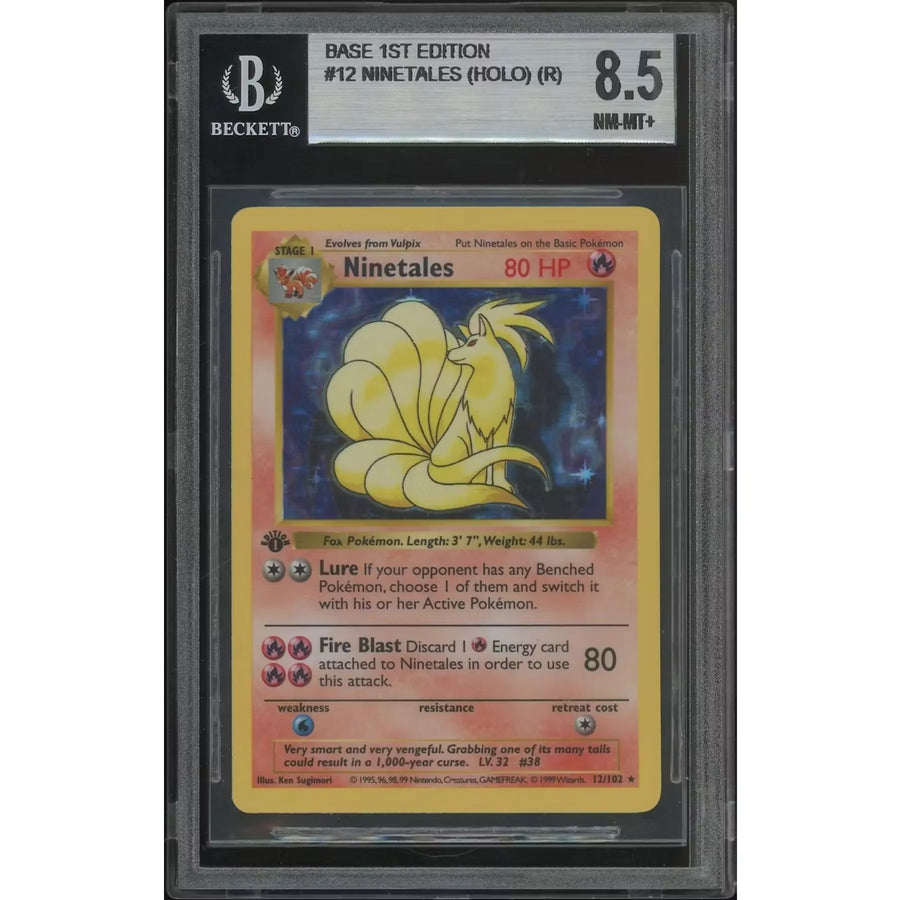 Pokemon Base Set Ninetales 12/102 | 1st Edition Shadowless BGS 8.5