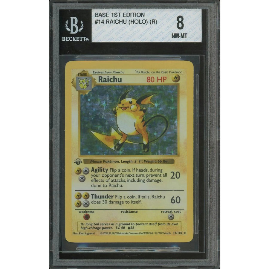 Pokemon Base Set Raichu 14/102 | 1st Edition Shadowless BGS 8