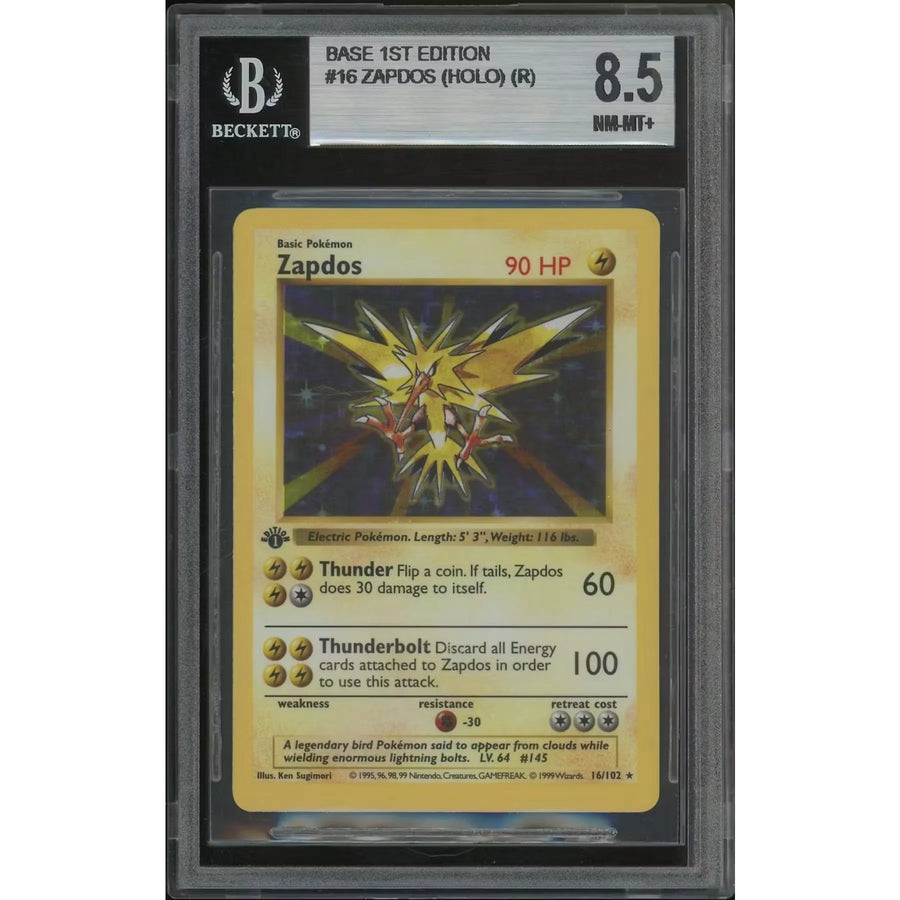Pokemon Base Set Zapdos 16/102 | 1st Edition Shadowless BGS 8.5