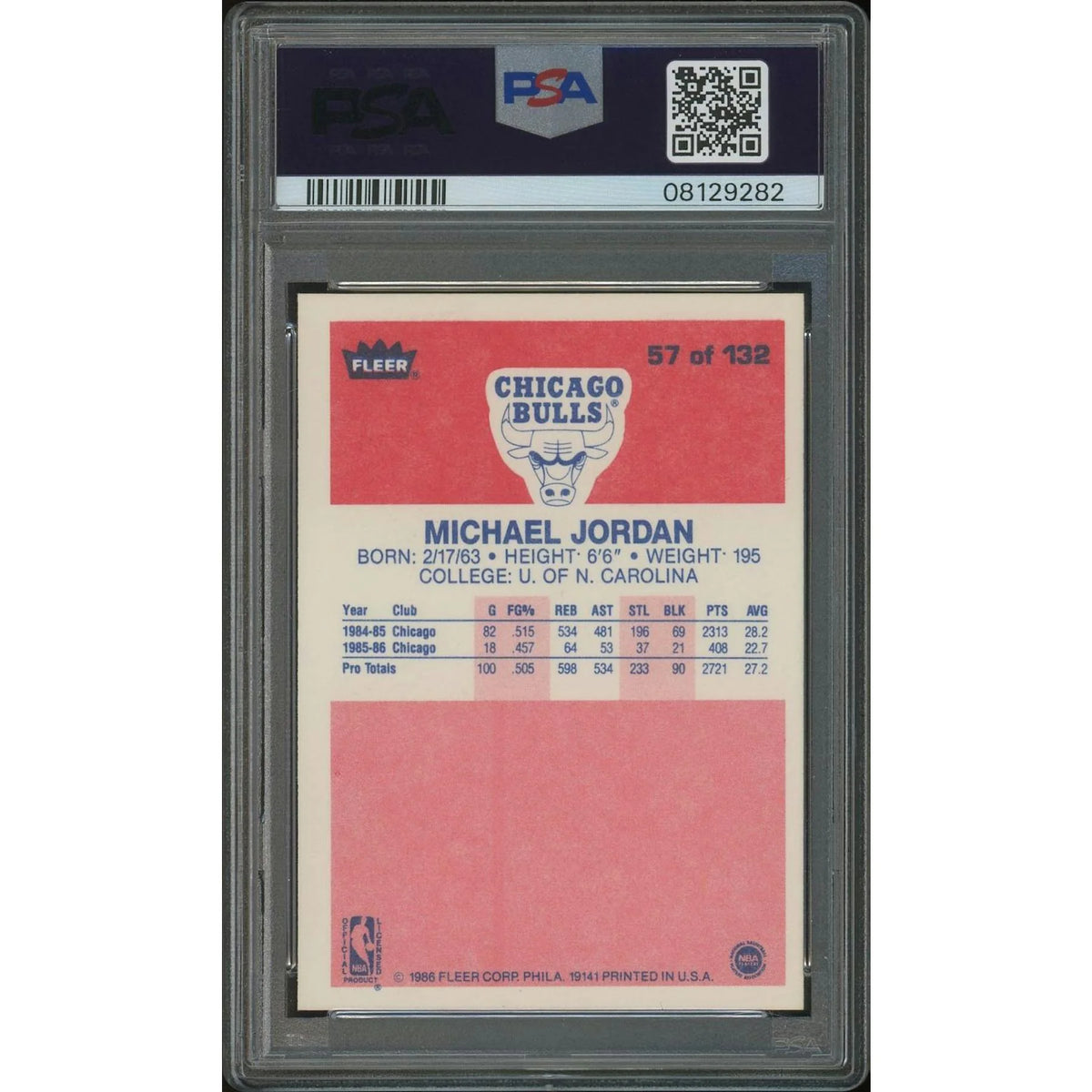 Michael Jordan 1986-87 Fleer Basketball #57 Rookie | PSA 9 MINT