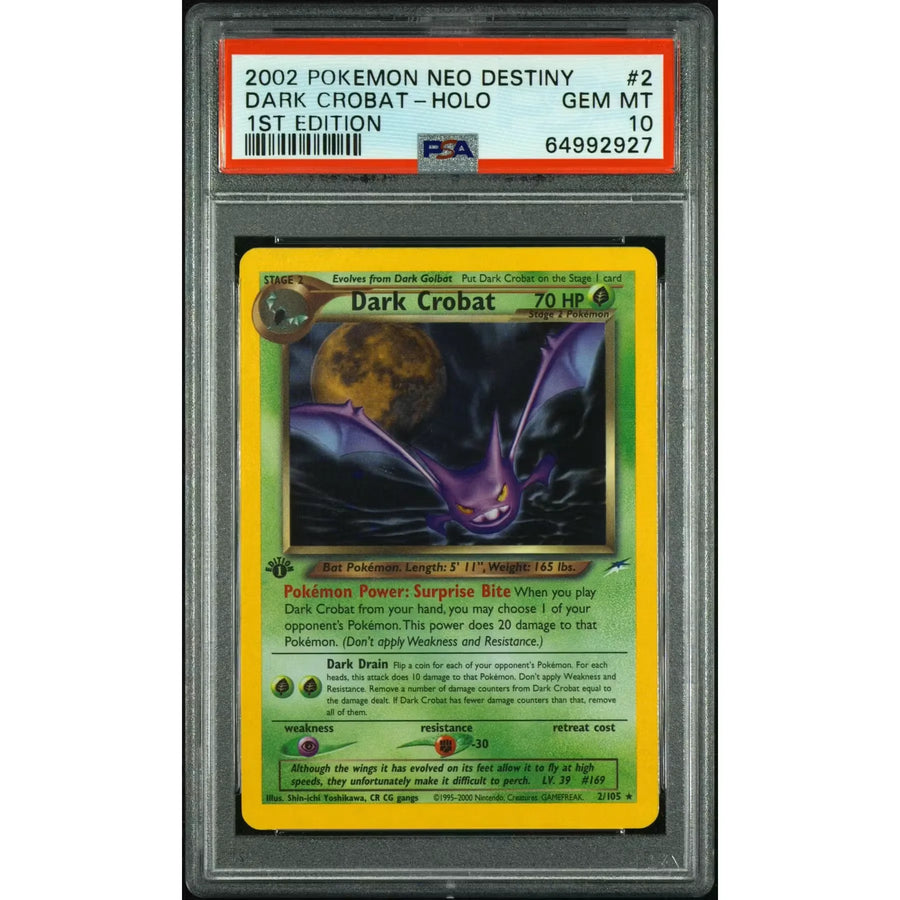 Dark Crobat Holo 1st Edition #2 | 2002 Pokemon Neo Destiny PSA 10 | P4217226