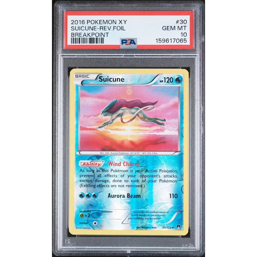 2016 Pokemon XY Breakpoint Suicune Reverse Foil #30 | PSA 10 | P4217548
