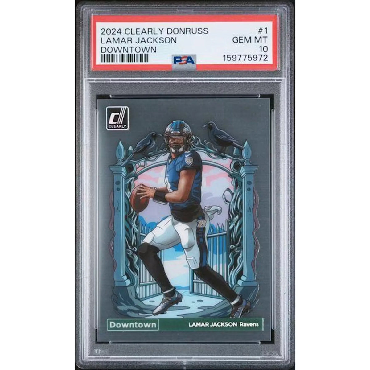Lamar Jackson 2024 Panini Clearly Donruss Downtown #1 | PSA 10 | P4219307