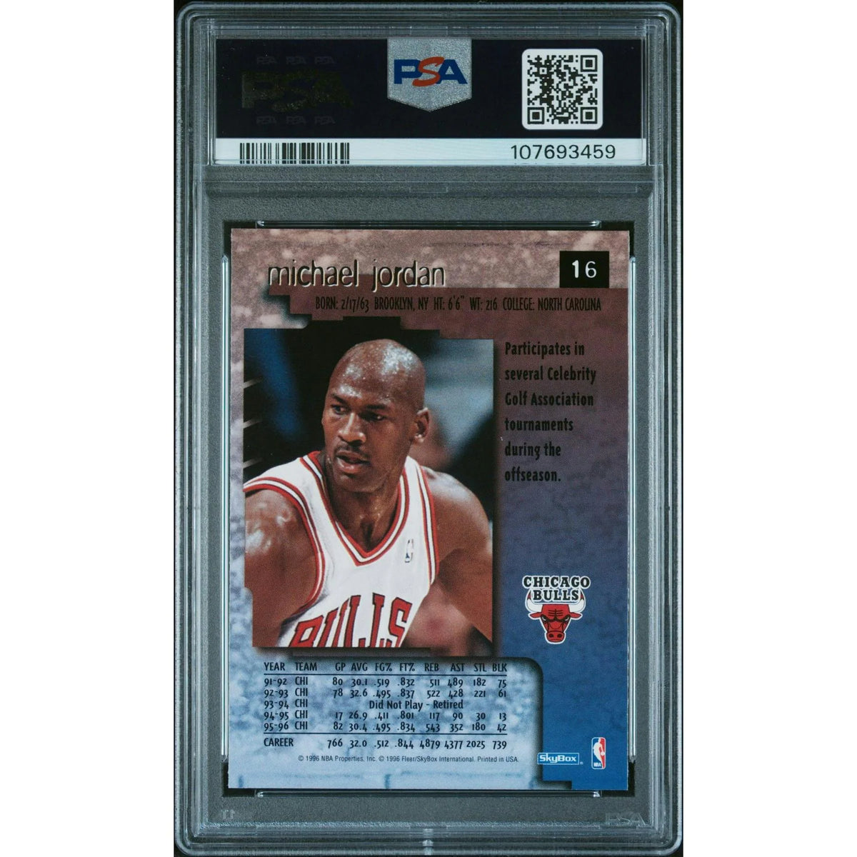 Michael Jordan 1996 Skybox Premium #16 | PSA 9 Graded | P4219660