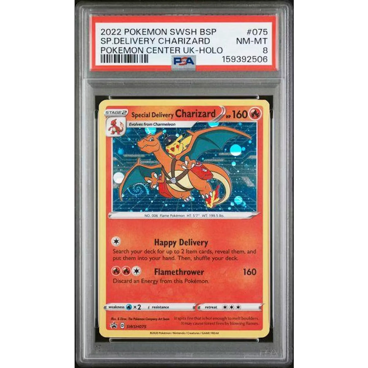 2022 Pokemon Center UK Special Delivery Charizard Holo Promo #075 | PSA 8 | P4299447
