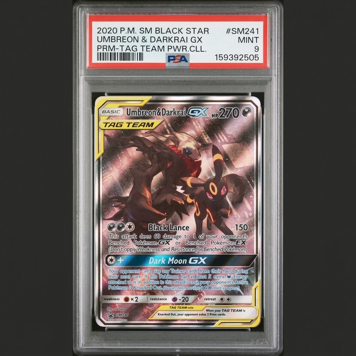 2020 Pokemon Sun & Moon Umbreon & Darkrai GX Tag Team Promo #SM241 | PSA 9 | P4299727