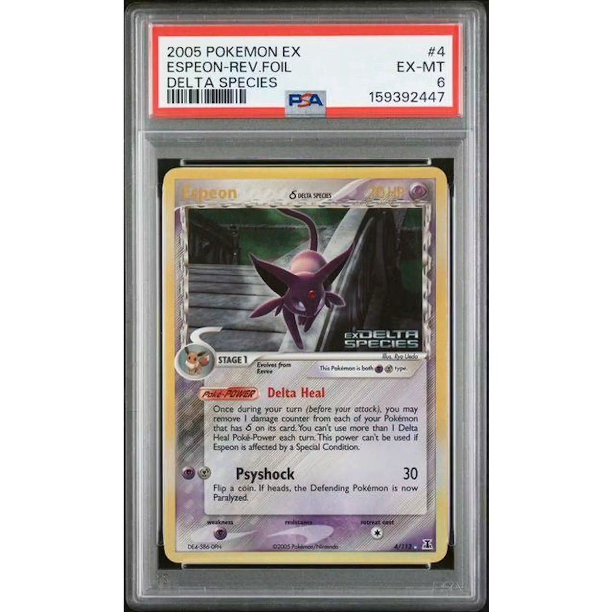 2005 Pokemon EX Delta Species Espeon Reverse Foil #4 | PSA 6 | P4299765