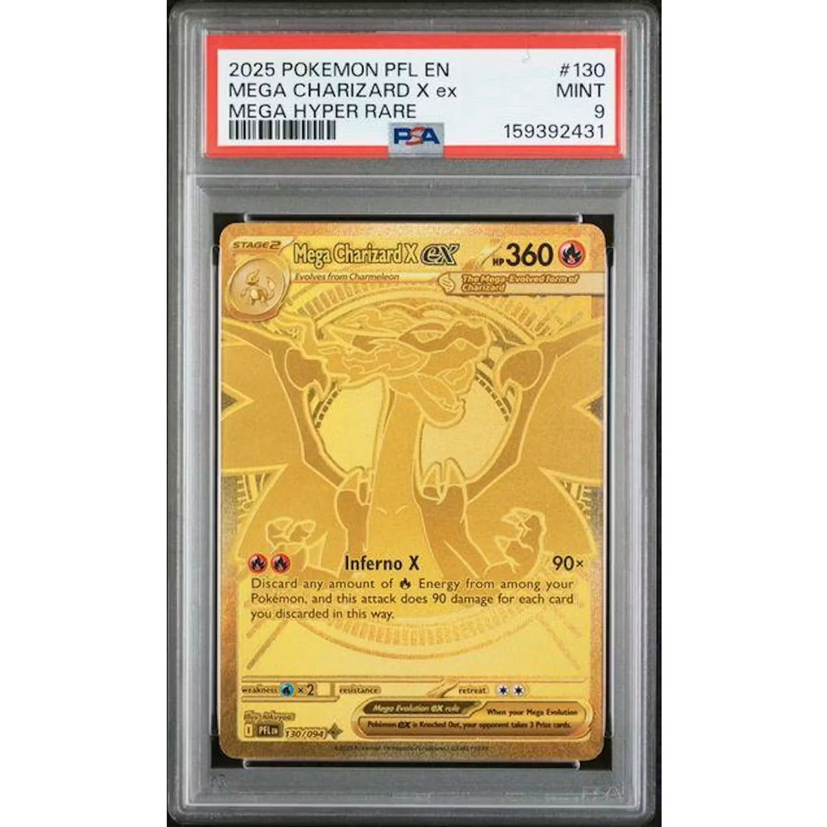 2025 Pokemon Phantasmal Flames Mega Charizard X ex Hyper Rare #130 | PSA 9 | P4300061