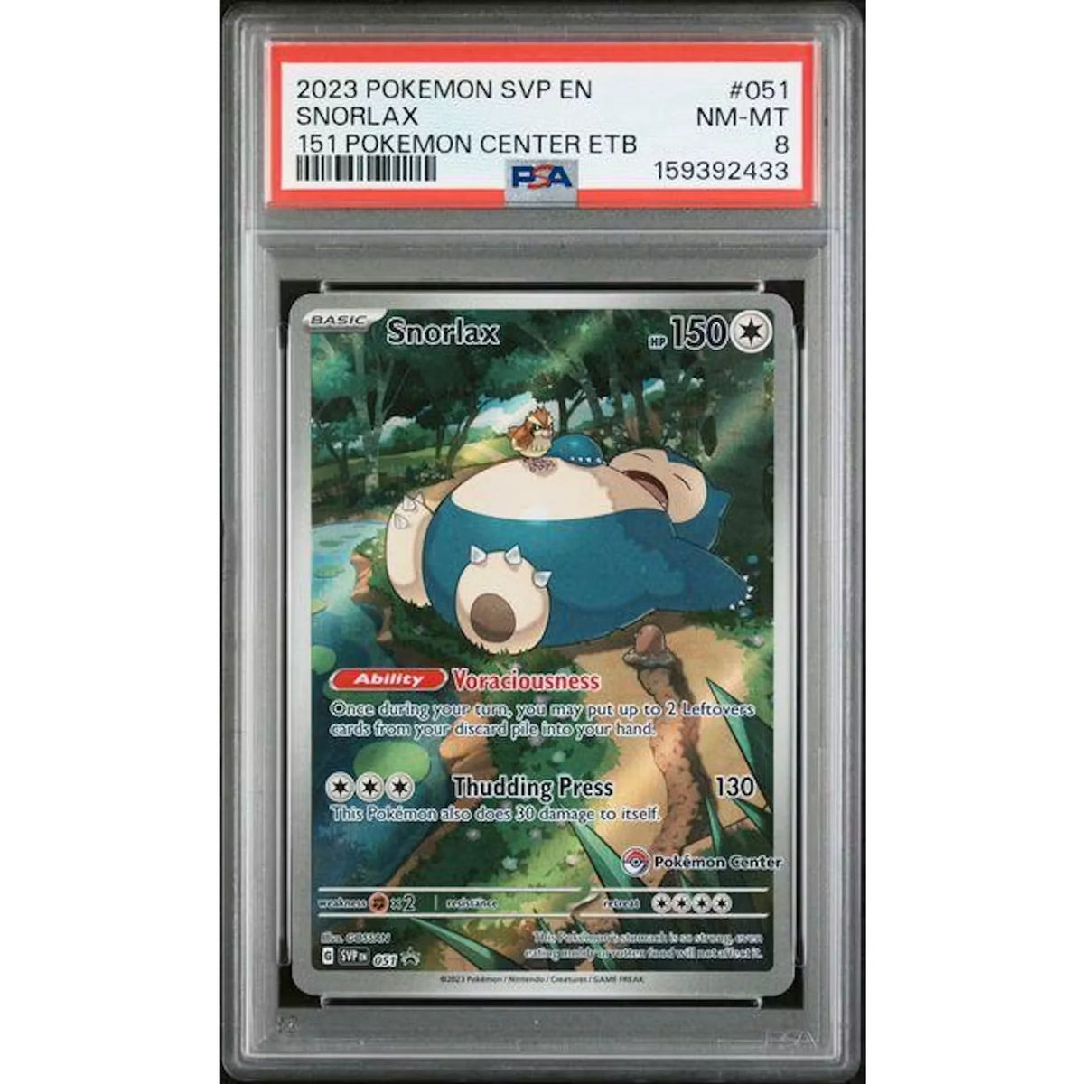 Snorlax 2023 Pokemon Center ETB Promo #051 | PSA 8 | P4300176