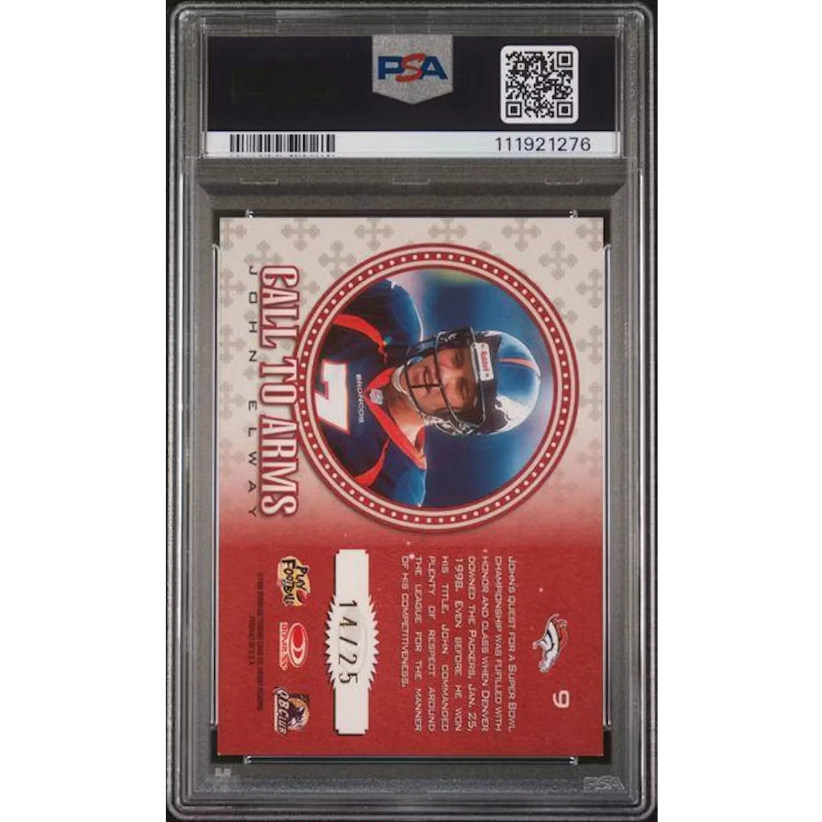 John Elway 1998 Leaf Rookies & Stars Crusade Card #9 | PSA 8 Red/25 | P4302070