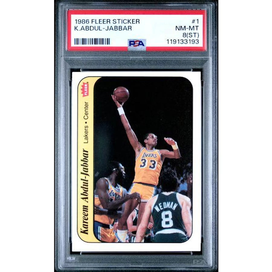 Kareem Abdul-Jabbar 1986 Fleer Sticker #1 | PSA 8