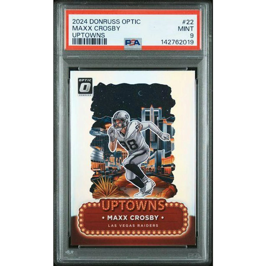 Maxx Crosby 2024 Panini Donruss Optic Uptowns #9 | PSA 9