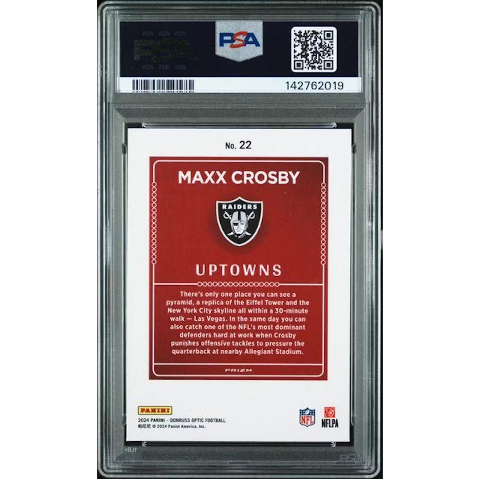 Maxx Crosby 2024 Panini Donruss Optic Uptowns #9 | PSA 9