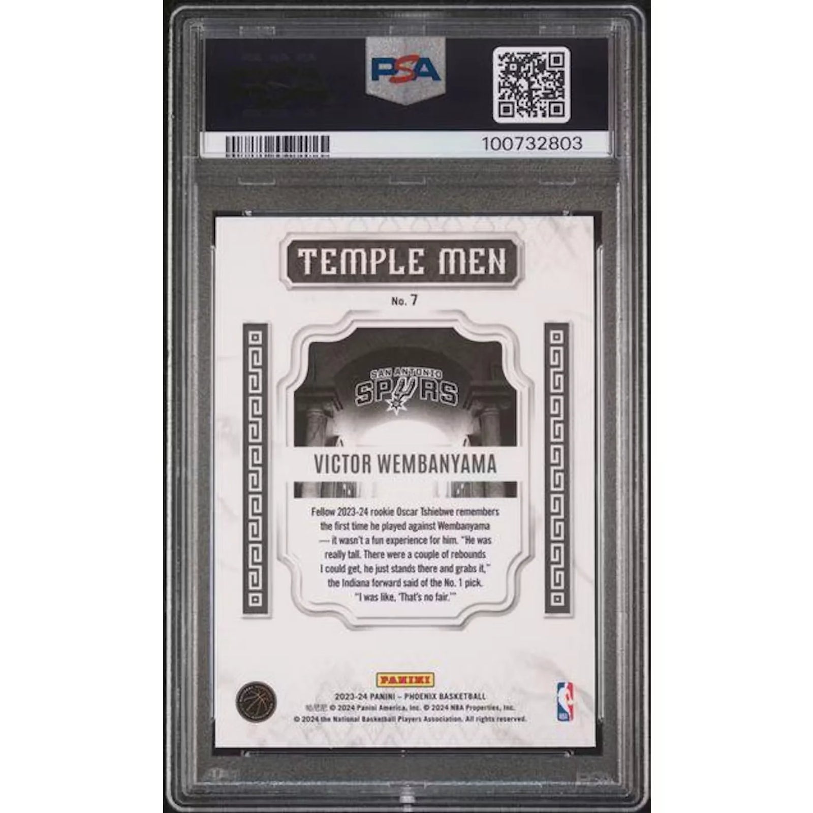 Victor Wembanyama Signed 2023-24 Panini Phoenix Rookie #7 | PSA 10 Blue Ice