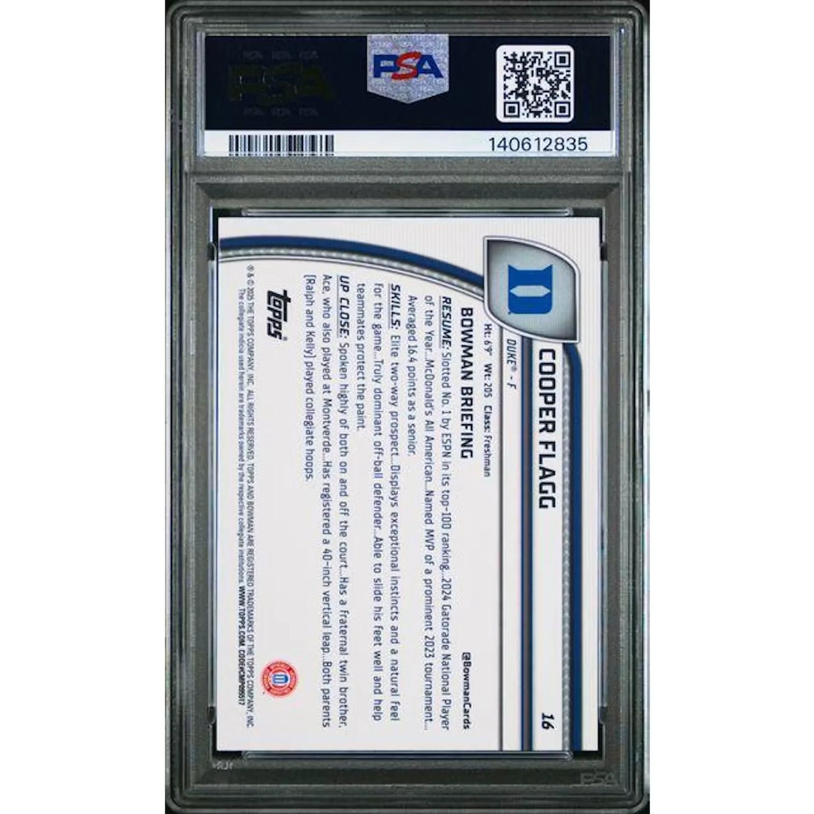 Cooper Flagg 2024 Bowman Chrome U X-Fractor #16 | PSA 10