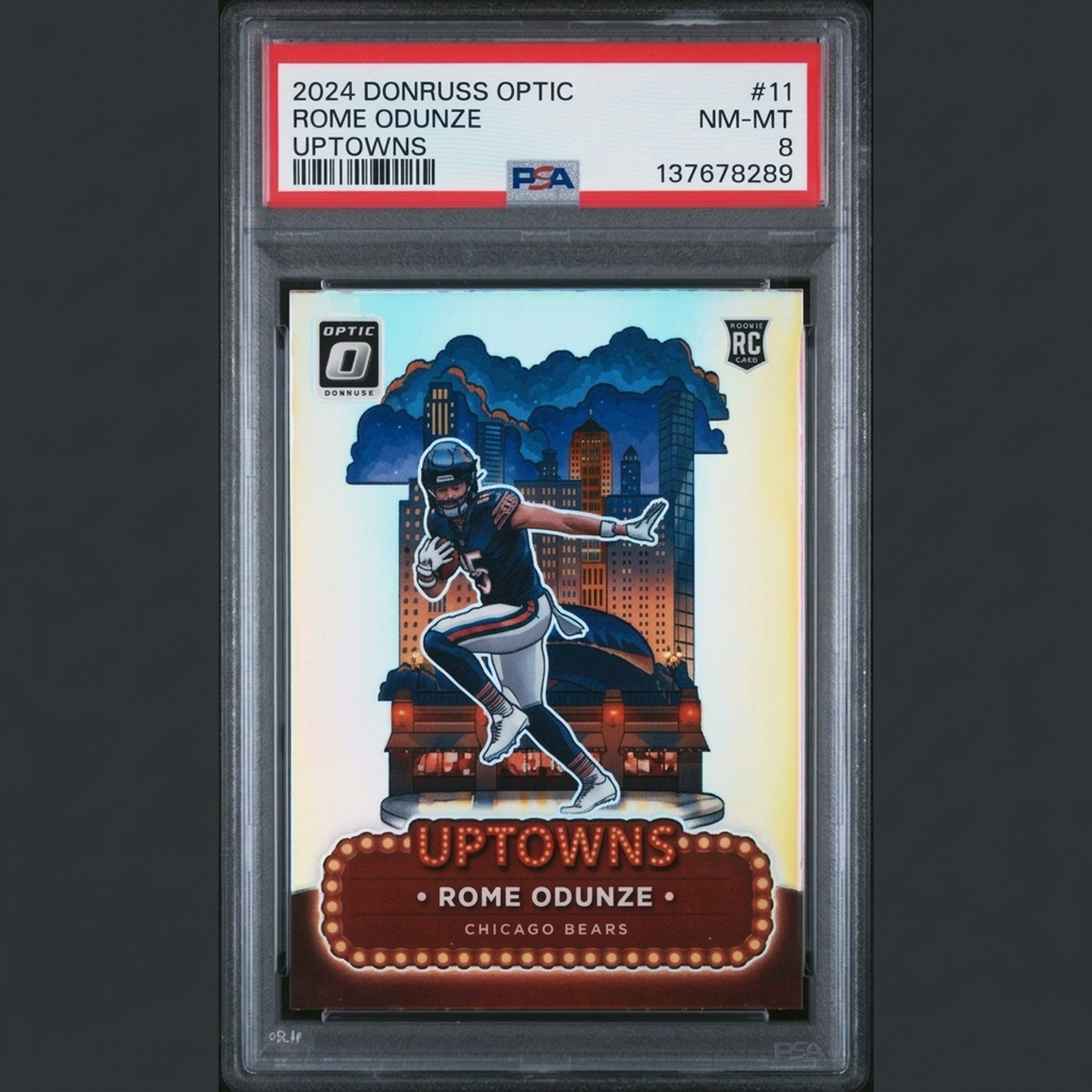 Rome Odunze 2024 Panini Donruss Optic Uptowns Rookie #11 | PSA 8