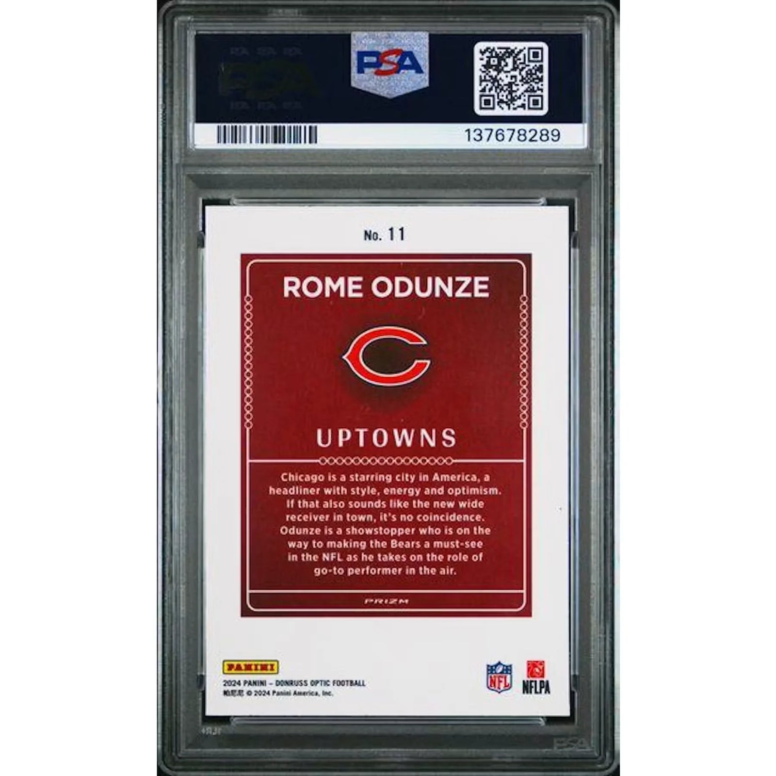 Rome Odunze 2024 Panini Donruss Optic Uptowns Rookie #11 | PSA 8