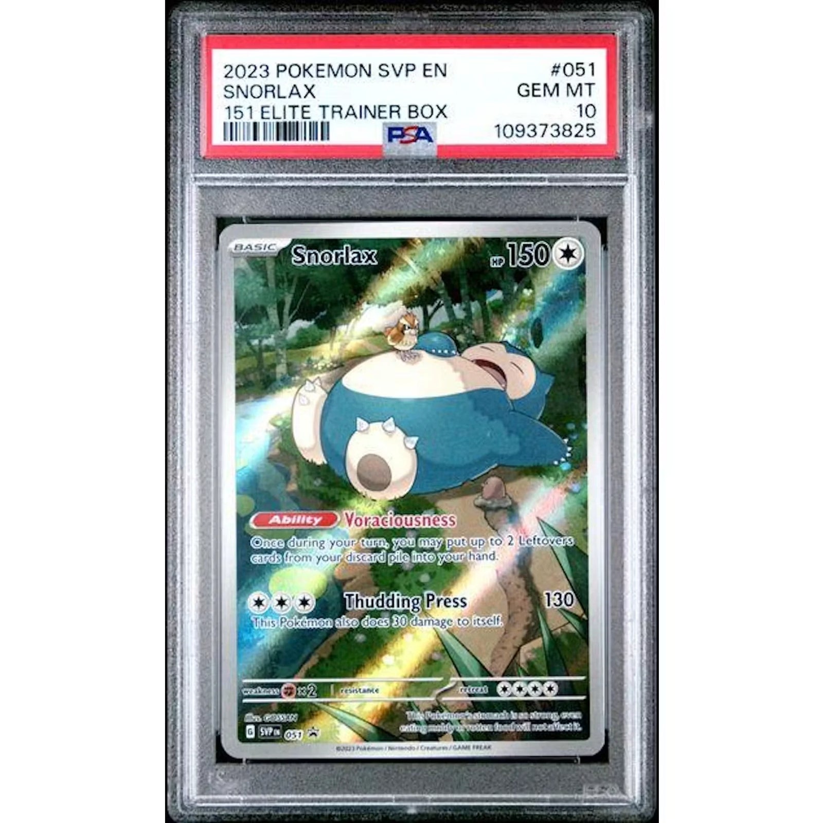 2023 Pokemon 151 Snorlax ETB Promo #051 PSA 10 Lite