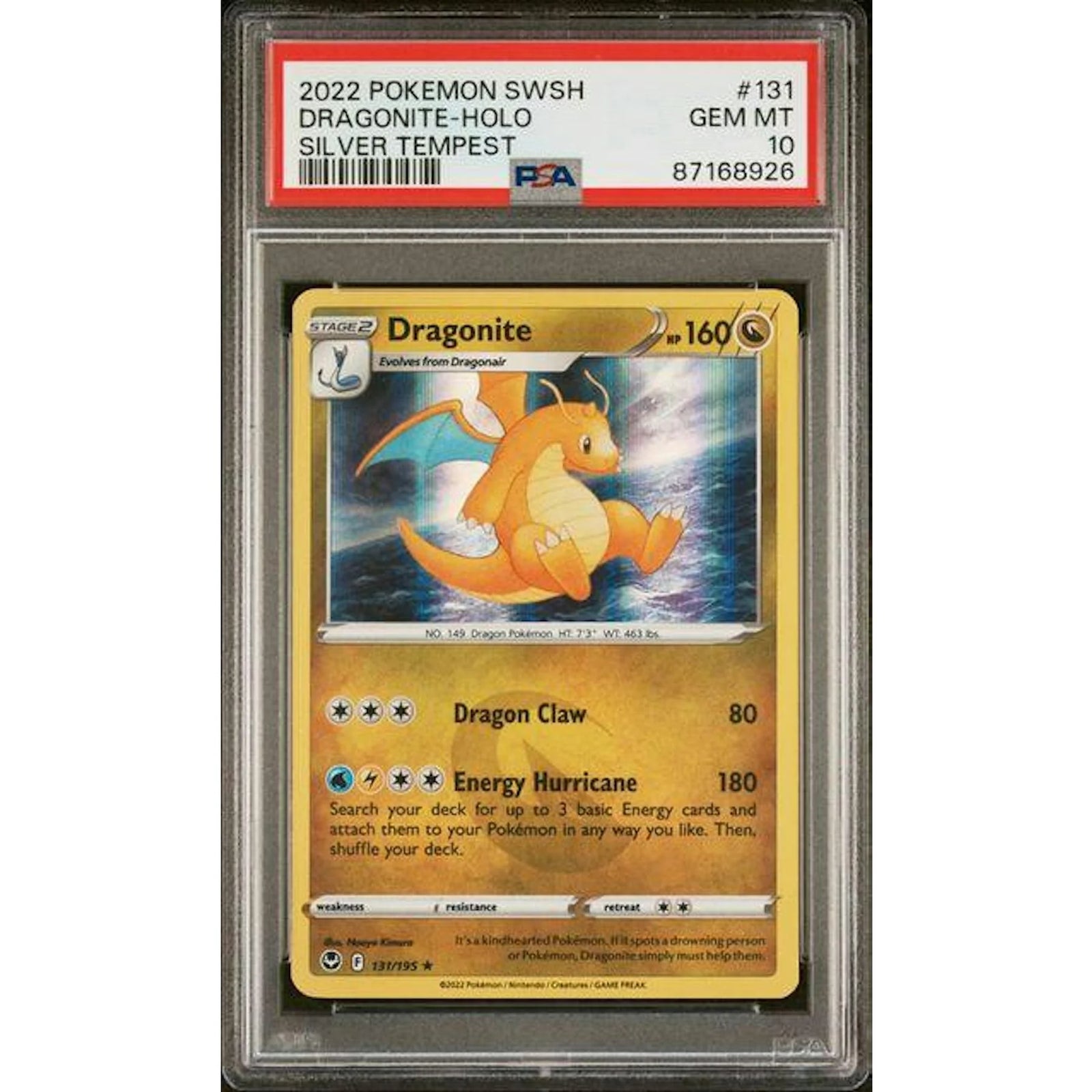 2022 Pokemon Silver Tempest Dragonite Holo #131 | PSA 10