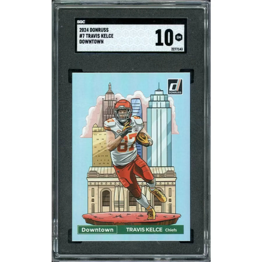 Travis Kelce Signed 2024 Panini Donruss Downtown #7 Card | SGC 10