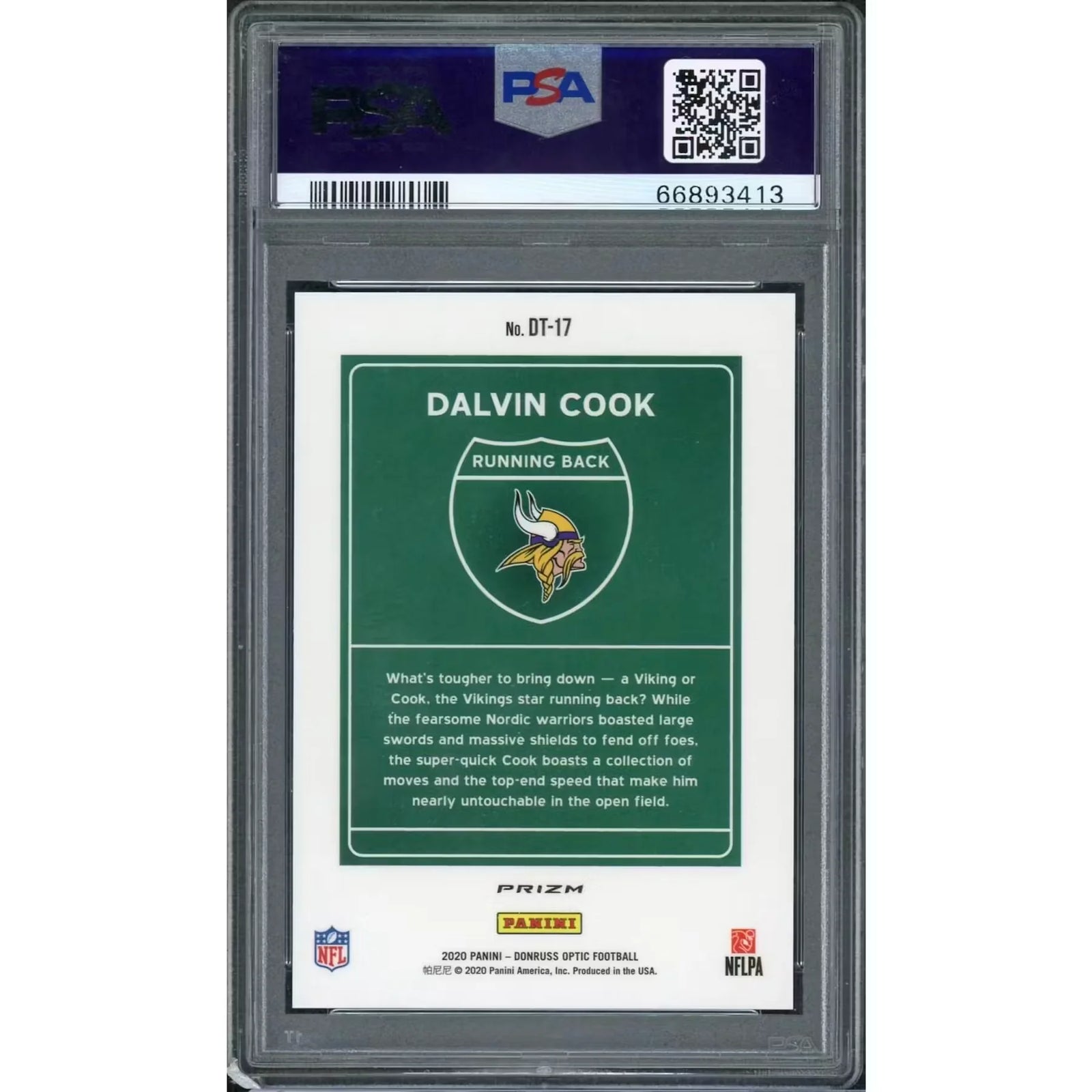 Dalvin Cook 2020 Panini Donruss Optic Downtown #DT-17 | PSA 10