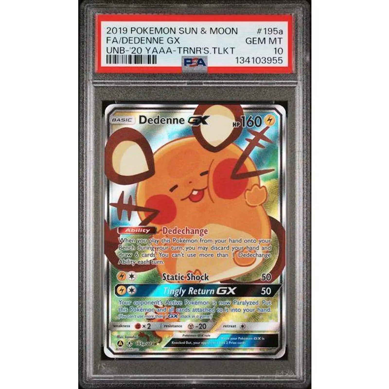 2019 Pokemon Sun & Moon Trainer's Toolkit Dedenne GX #195a | PSA 10