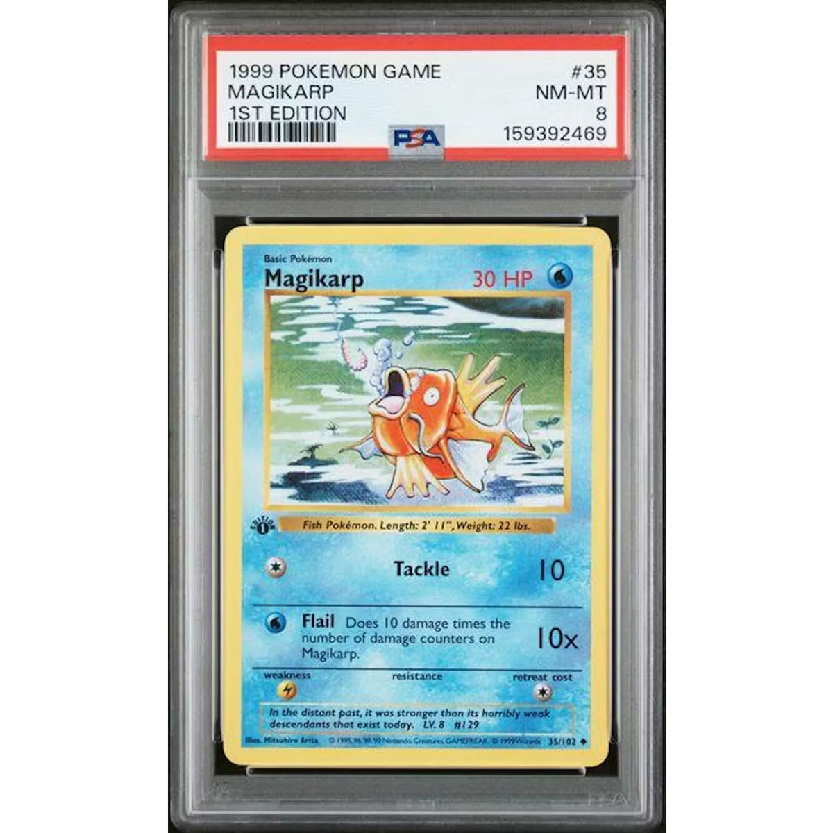 1999 Pokemon Base Set Shadowless 1st Edition Magikarp #35 | PSA 8 | P5179513