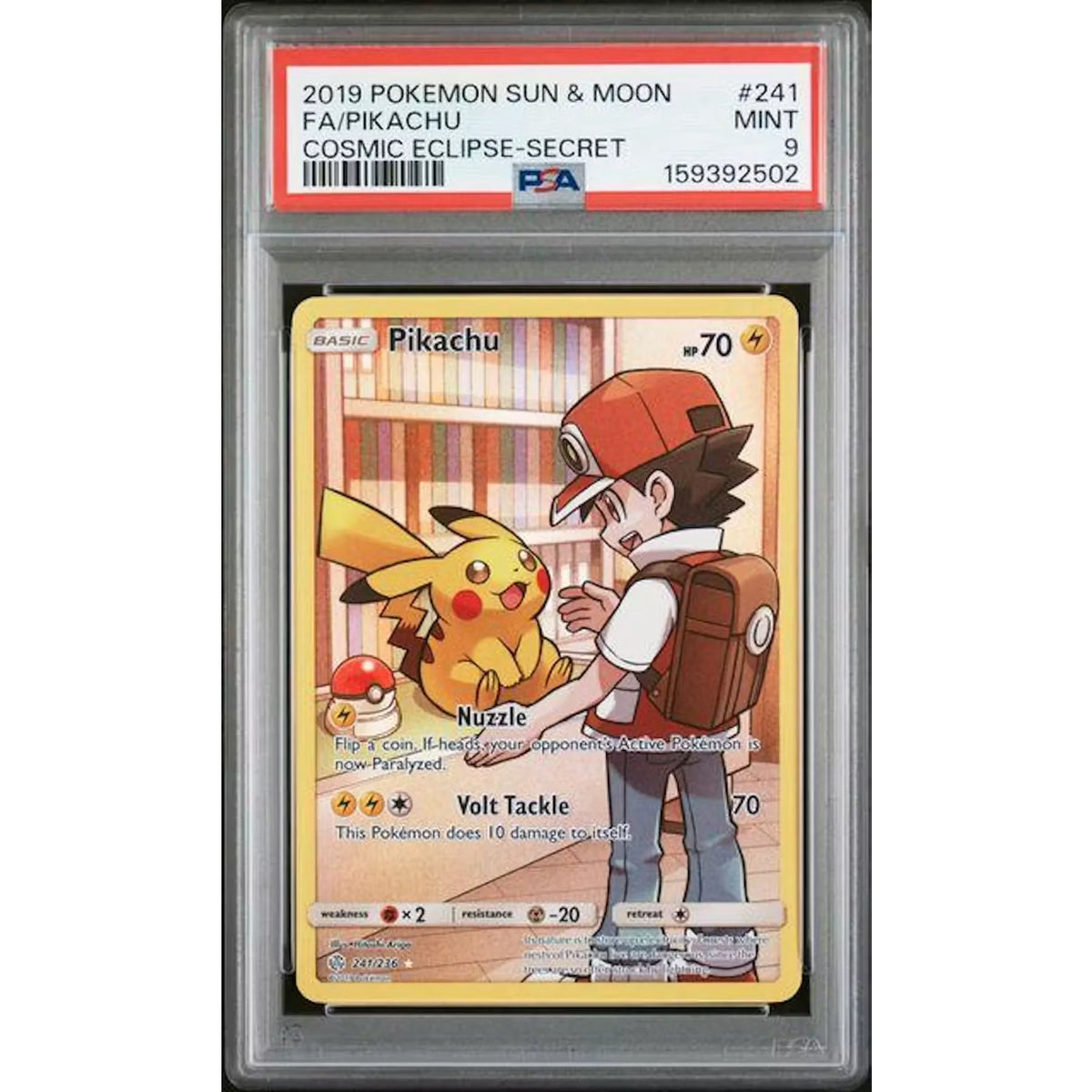 2019 Pokemon Cosmic Eclipse Pikachu Secret Full Art #241 | PSA 9 | P5179714