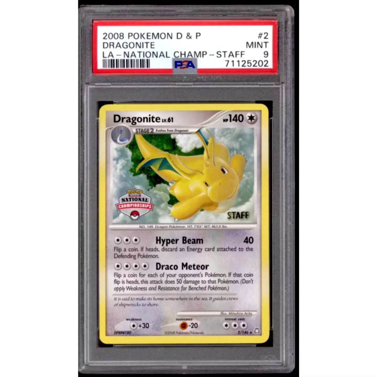 Pokemon Dragonite LA National Championship Staff Promo | PSA 9 Graded - D2 | P5179745