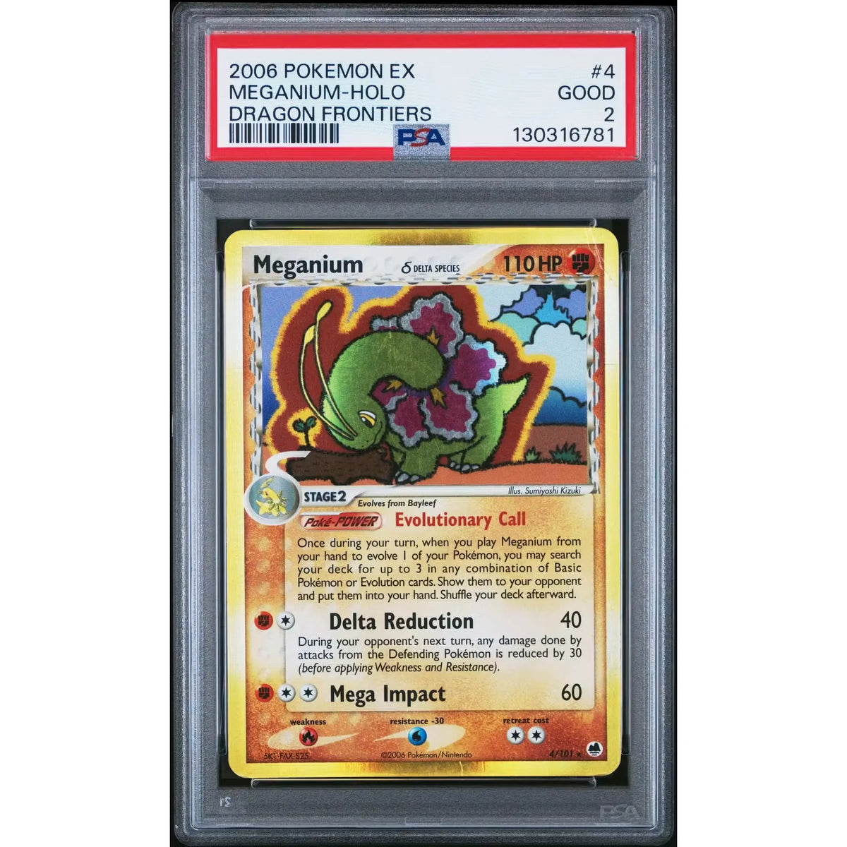 Pokemon EX Dragon Frontiers Meganium Delta Species Holo | PSA 2 | P5179753