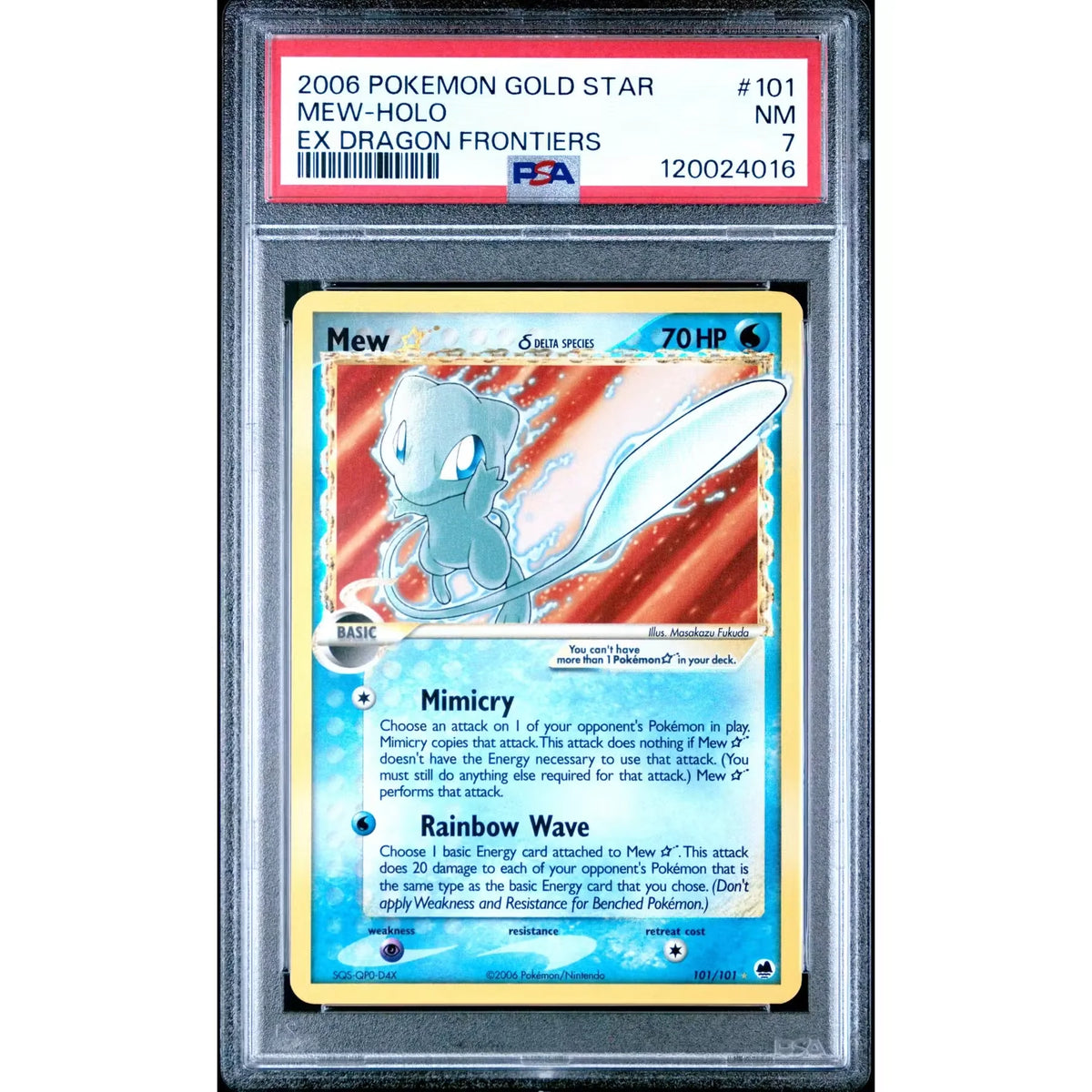 Pokemon Mew Gold Star 101/101 | Dragon Frontiers PSA 7 | P5179756
