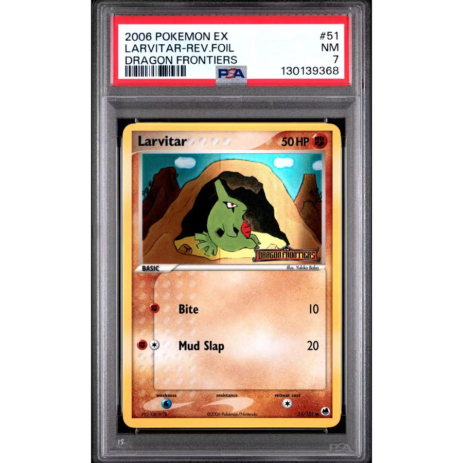 Pokemon EX Dragon Frontiers Reverse Holo Larvitar 51/101 | PSA 7 | P5179758
