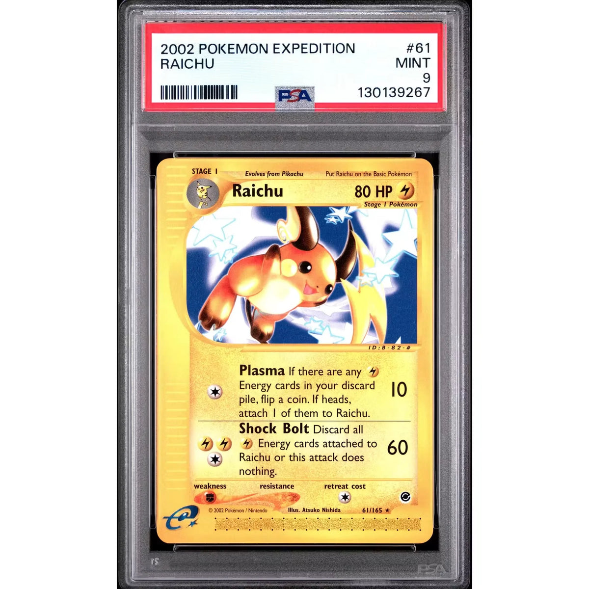 Pokemon Expedition Raichu 61/165 | PSA 9 Graded | P5179864
