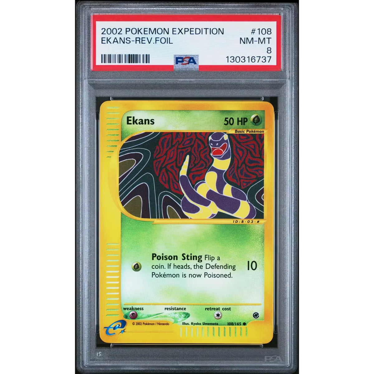 Pokemon Expedition Reverse Holo Ekans 108/165 | PSA 8 | P5179888