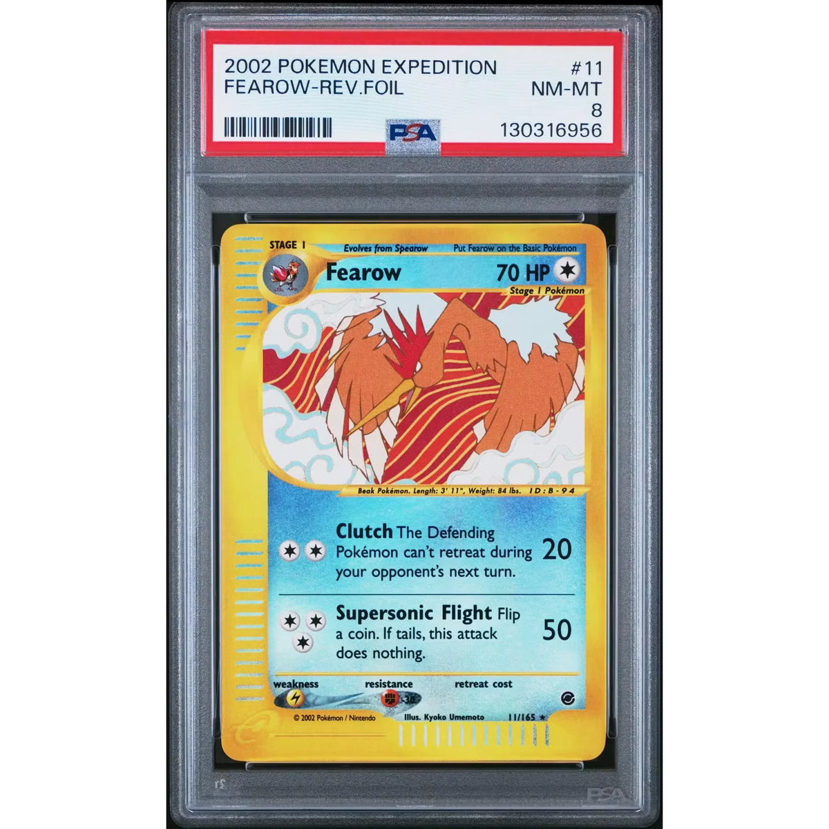 Pokemon Expedition Reverse Holo Foil Fearow 11/165 PSA 8 - D2 | P5179891