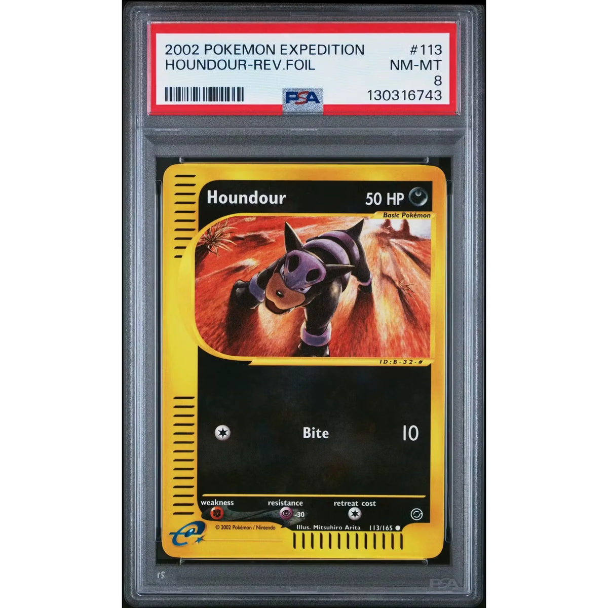 Pokemon Expedition Reverse Holo Houndour 113/165 | PSA 8 | P5179901
