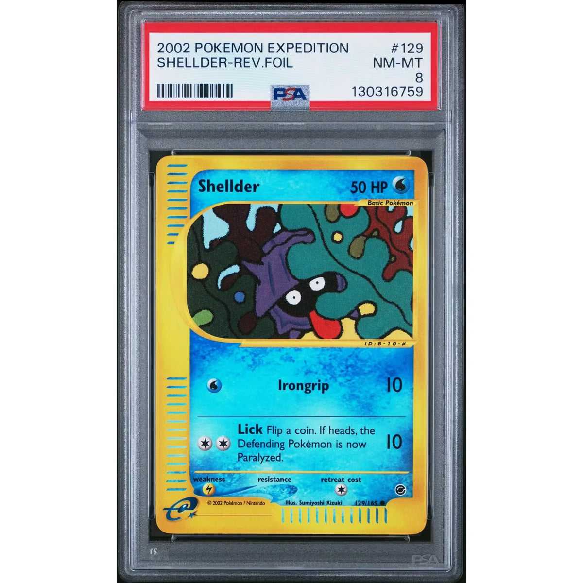 Pokemon Expedition Reverse Holo Shellder 129/165 | PSA 8 | P5179923