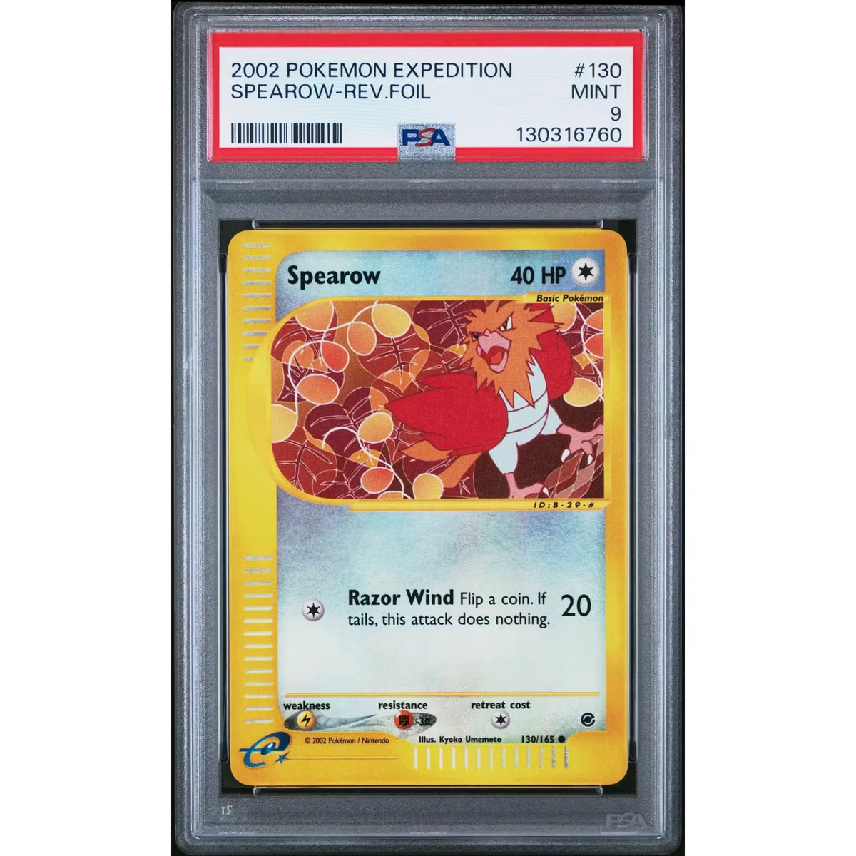 Pokemon Expedition Reverse Holo Spearow 130/165 | PSA 9 | P5179924