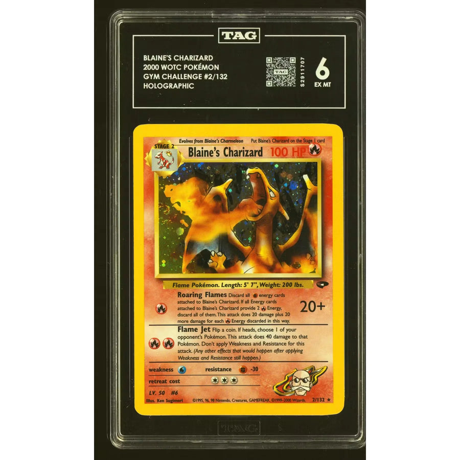 Blaine's Charizard 2/132 Pokemon Gym Challenge Card | TAG 6 | P5179976