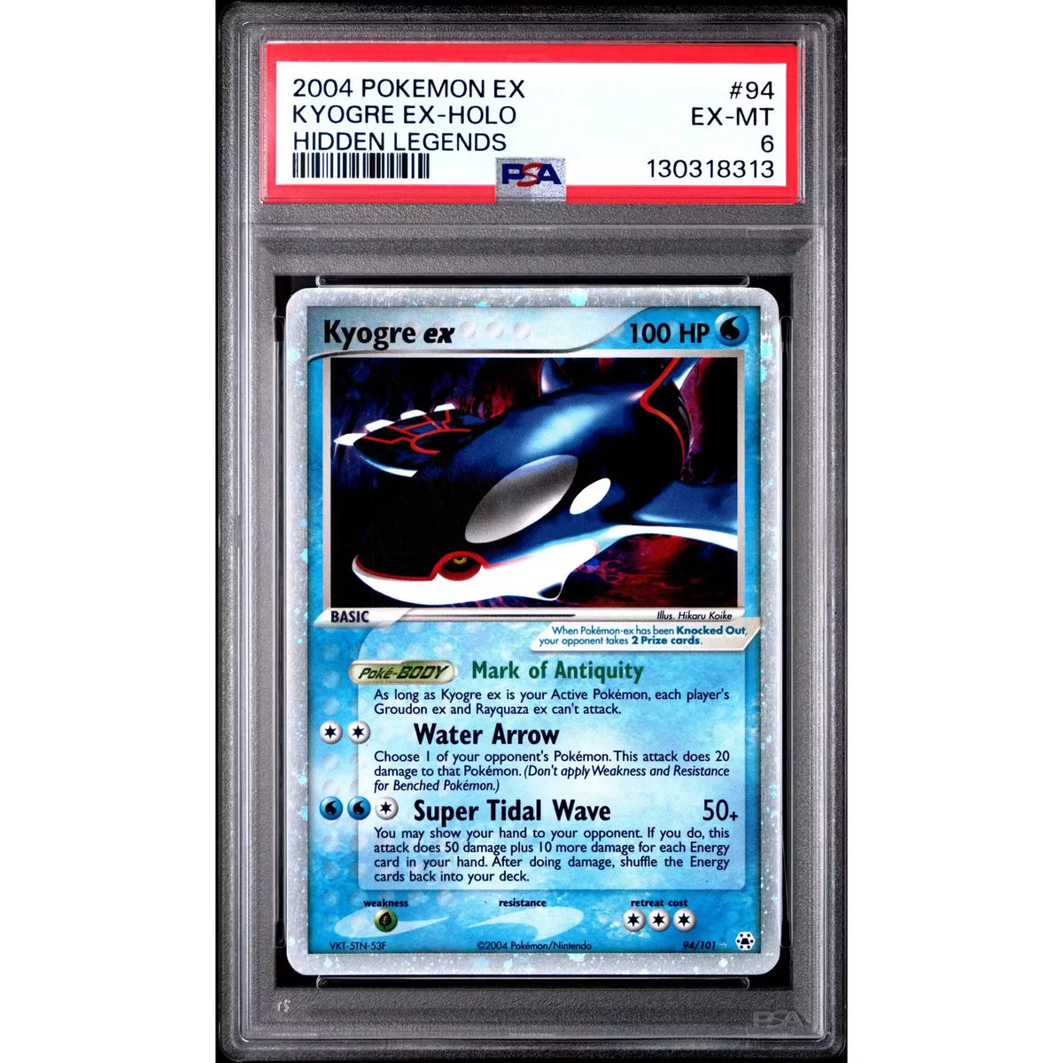 Pokemon EX Hidden Legends Kyogre ex 94/101 | PSA 6 | P5180039