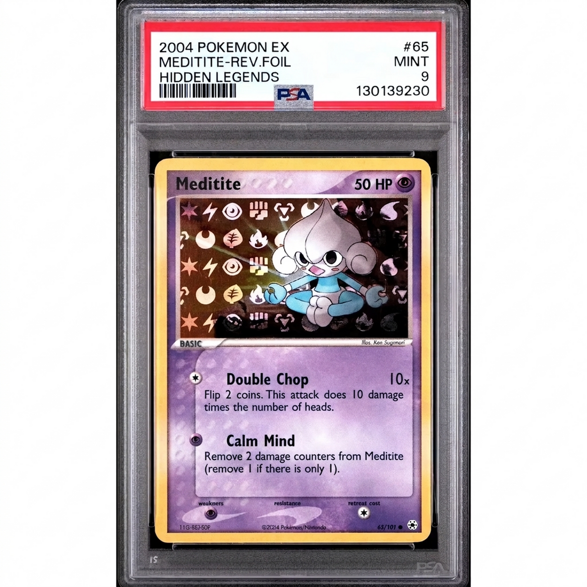 Pokemon EX Hidden Legends Reverse Holo Meditite 65/101 | PSA 9 | P5180040