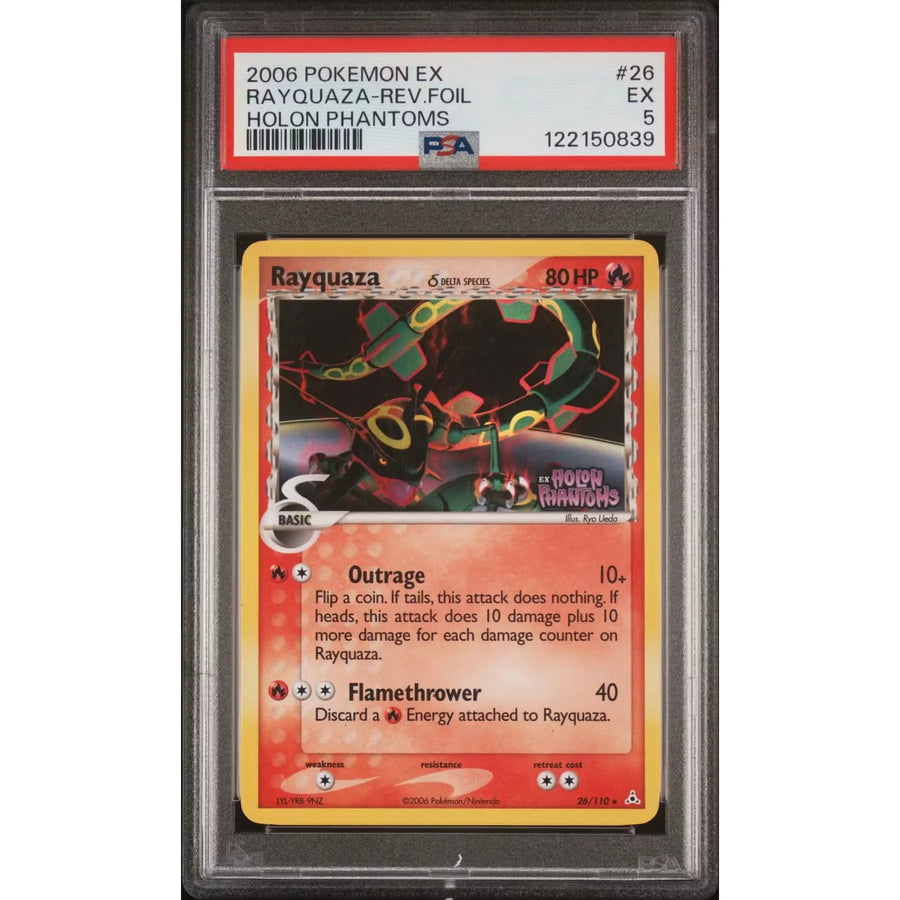 Rayquaza ex Delta Species Reverse Holo | Pokemon EX Holon Phantoms 26/110 PSA 5 | P5180049