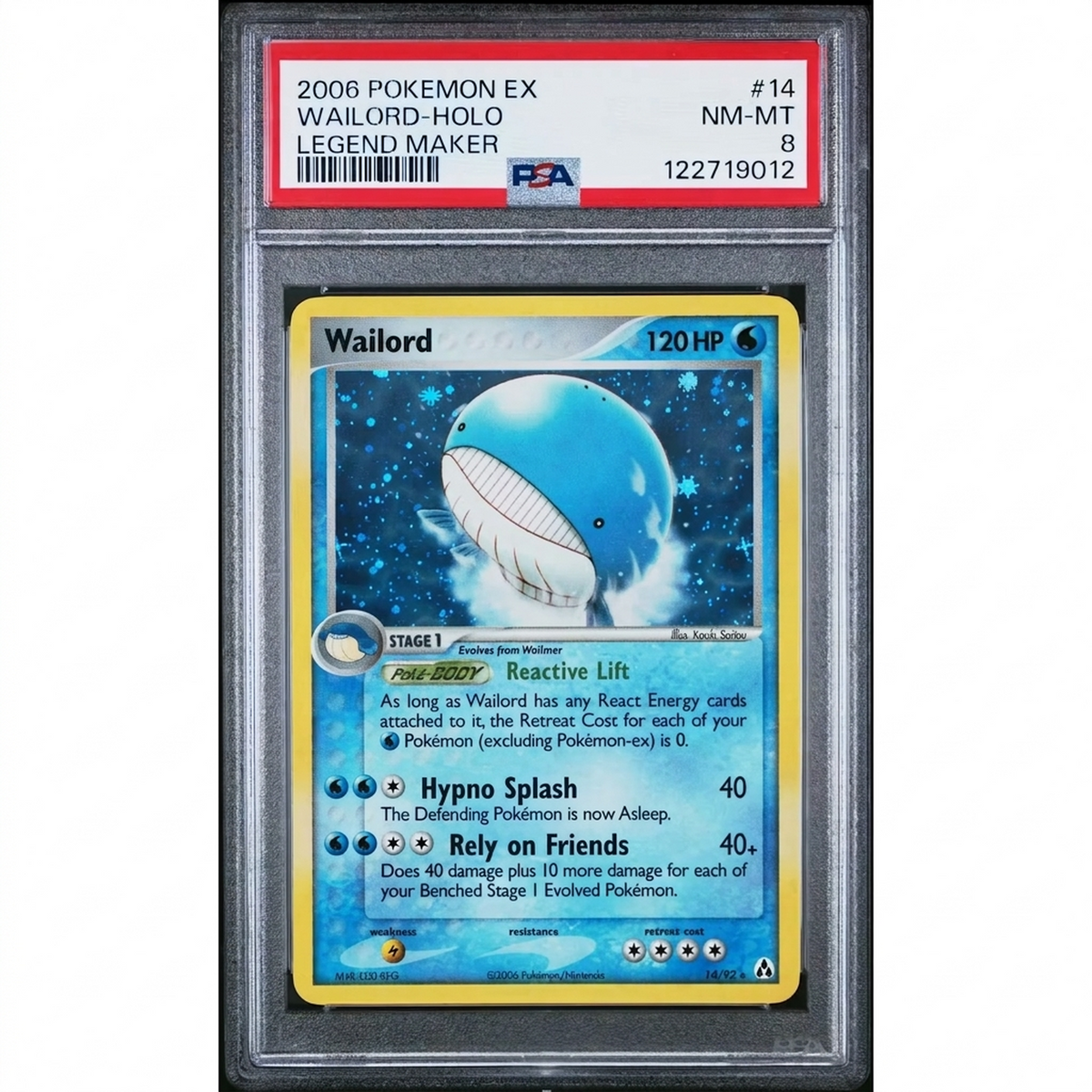 Wailord Holo Pokemon Card | Legend Maker 14/92 PSA 8 | P5180075