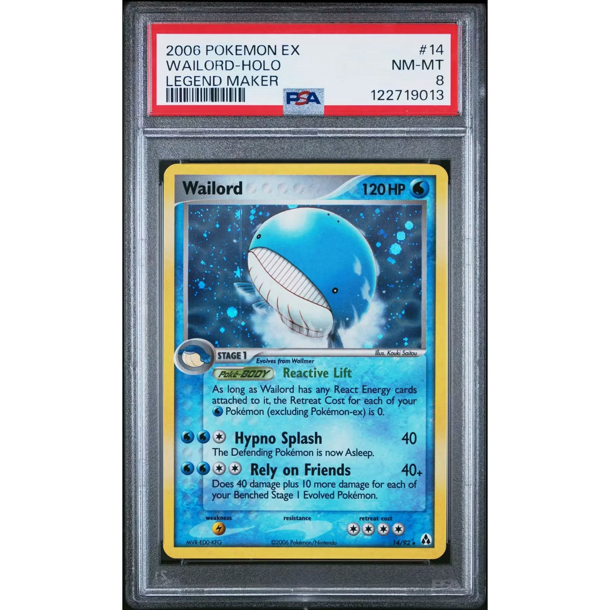 Pokemon EX Legend Maker Wailord Holo 14/92 | PSA 8 Graded - D2 | P5180076