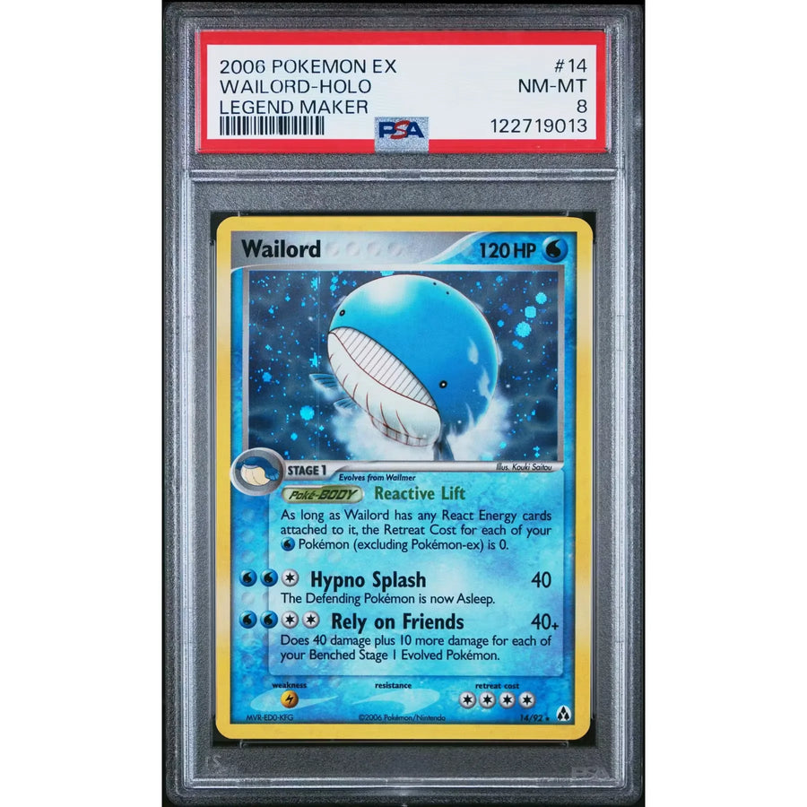Pokemon EX Legend Maker Wailord Holo 14/92 | PSA 8 Graded - D2 | P5180076