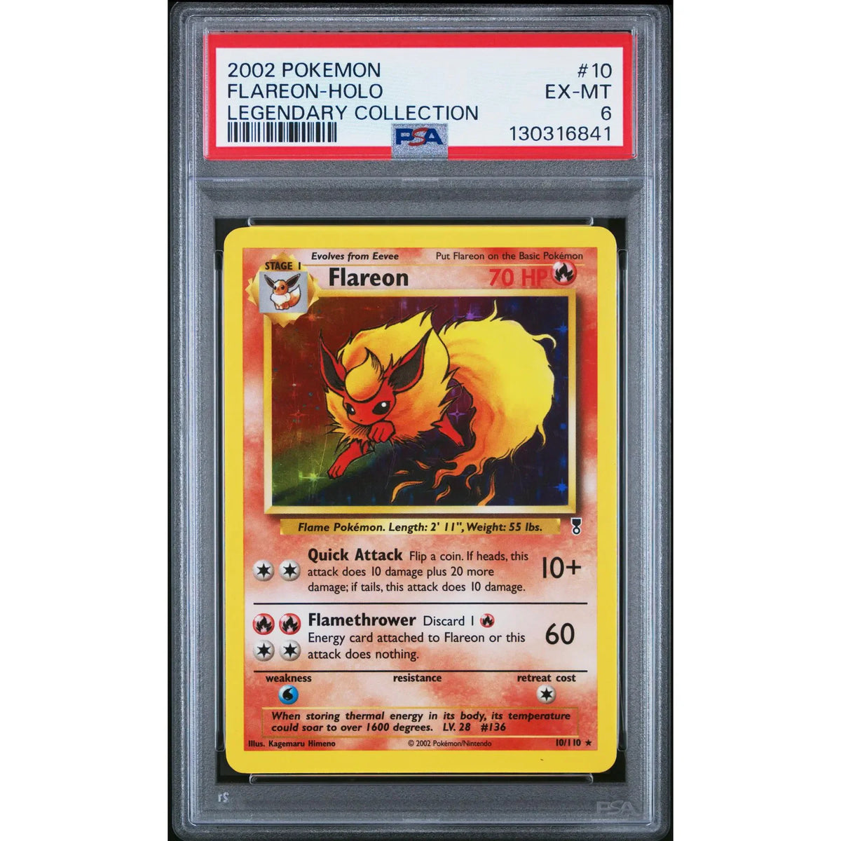 Pokemon Legendary Collection Flareon 10/110 | PSA 6 | P5180081