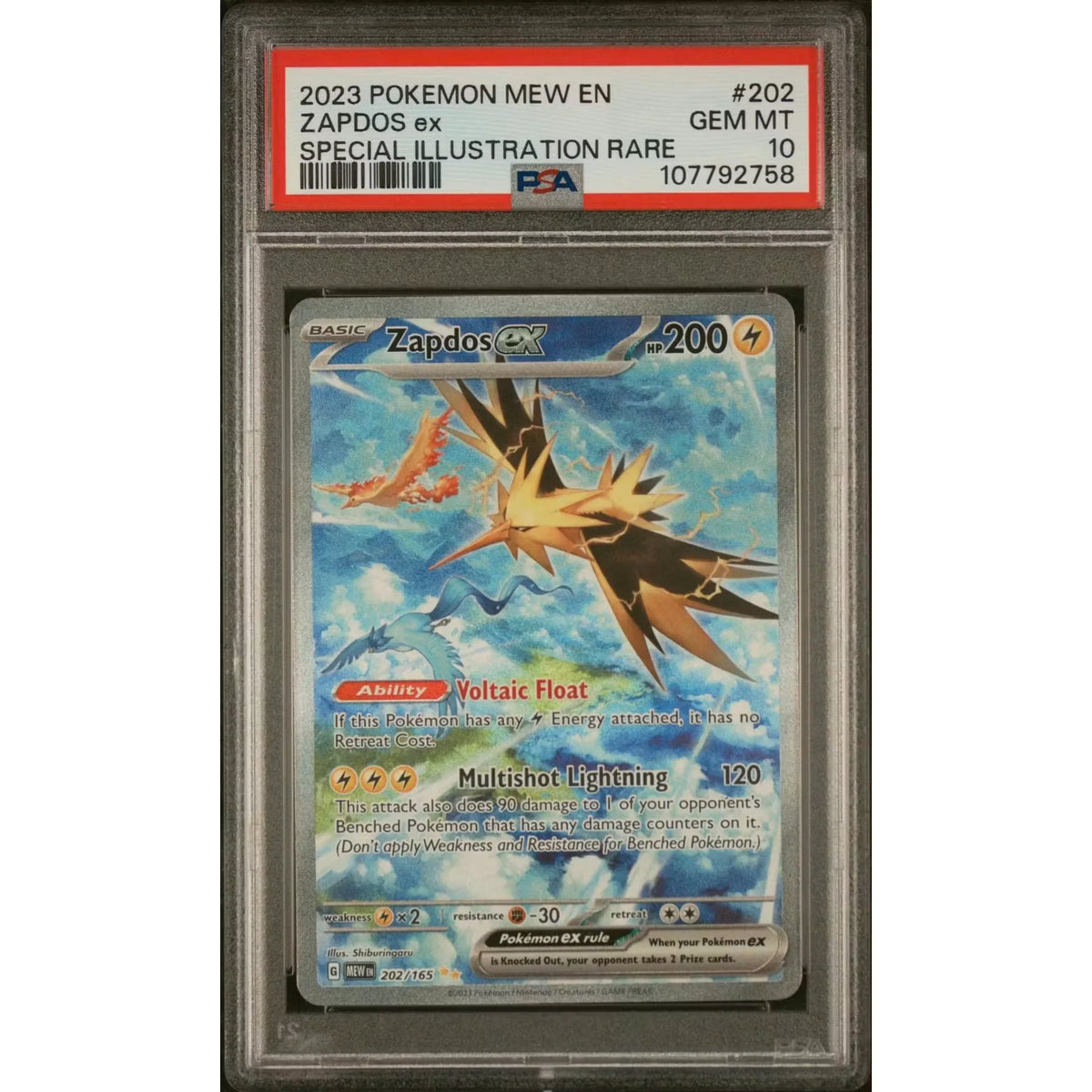 Pokemon Zapdos ex 202/165 | PSA 10 Gem Mint, Mew 151 | P5180120