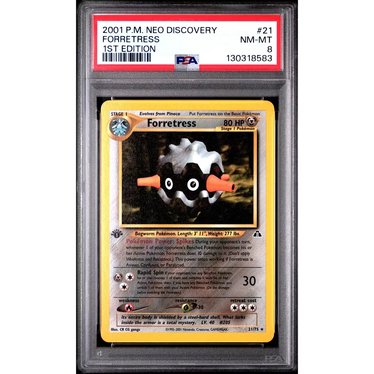 Pokemon Neo Discovery Forretress 1st Edition Card | PSA 8 | P5180146