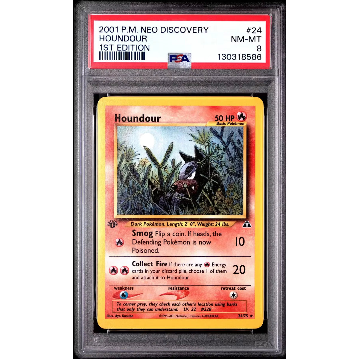 Pokemon Neo Discovery Houndour 1st Edition Card | PSA 8 | P5180150